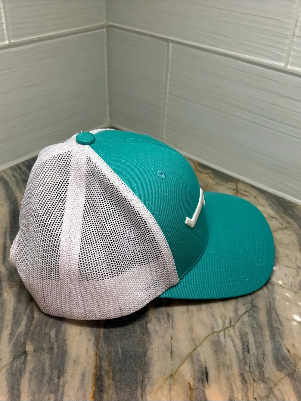 Kimes Ranch Adjustable Mesh Back Trucker Hat Teal White Western Men Longhorn